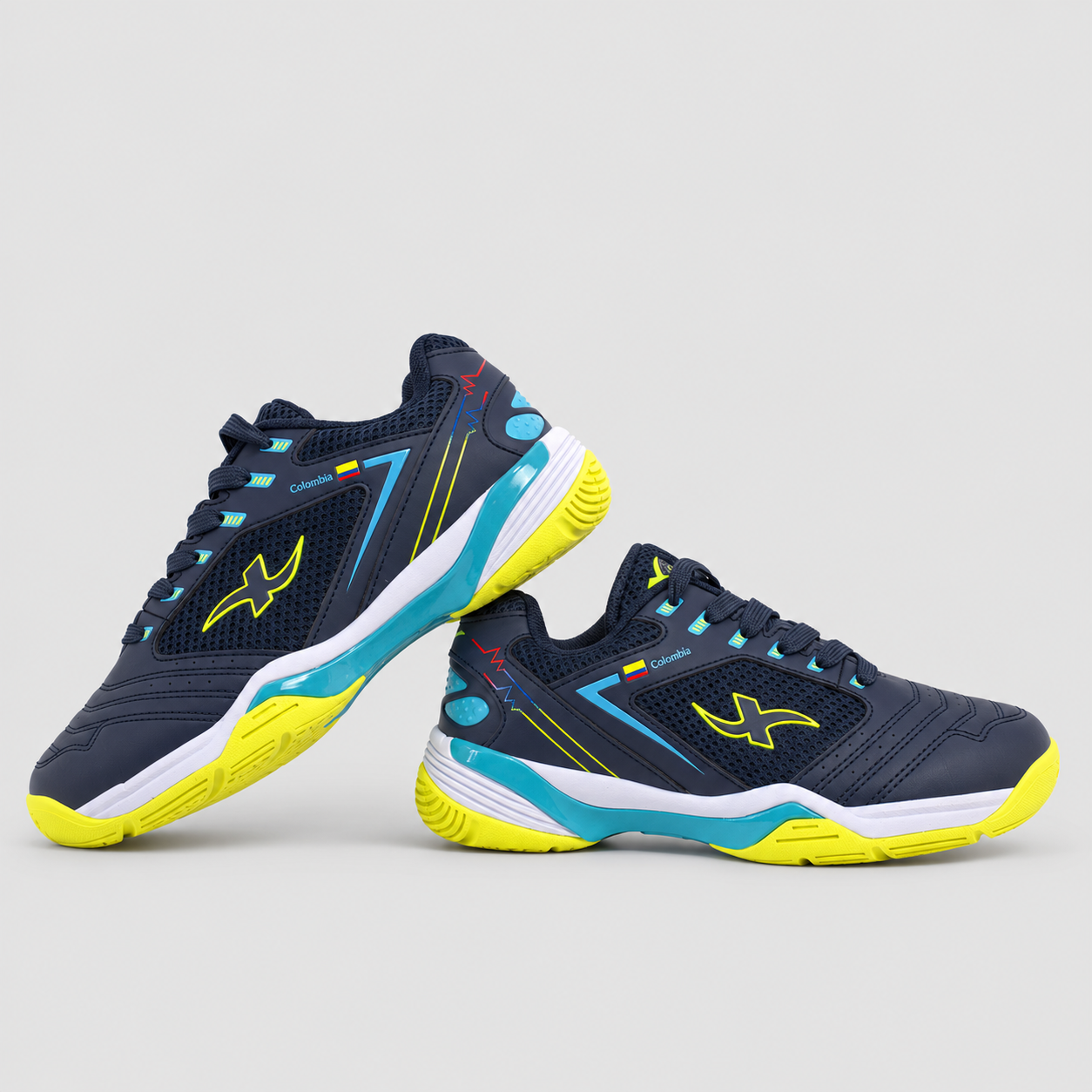 Zapatillas Colombia - Azul Oscuro + Verde Neón