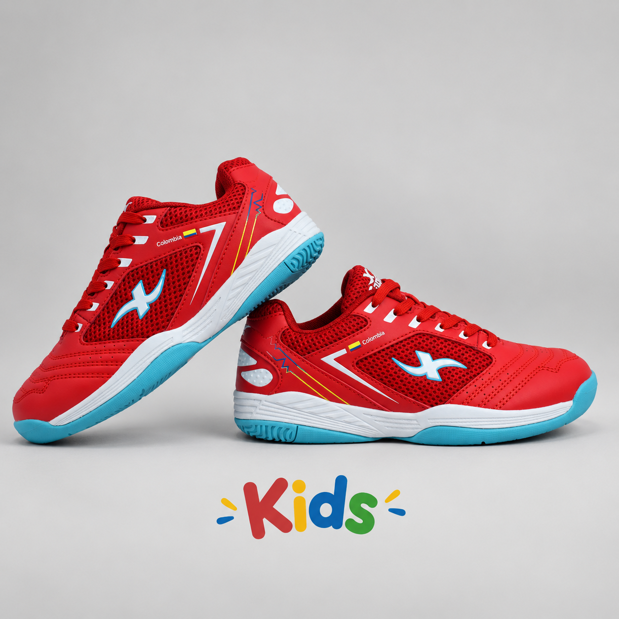 Zapatilla Colombia – Cereza + Celeste Kids